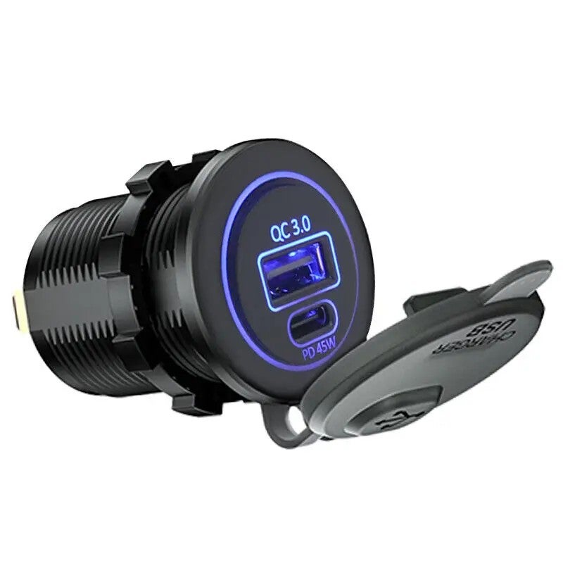 Bluejw 12V Car Charger USB QC3.0 Type-C PD 45W Fast Charging Adapter for Automobile - [Device Compatibility/Selling Point] - Image 2